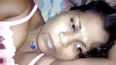 Indian man playing with large tits and filming for home porn video