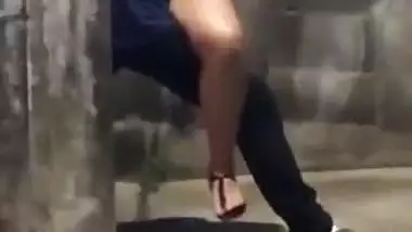Outdoor quickie sex action has been caught on livecam