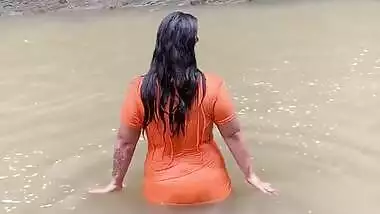 Unknown Hot lady Big Boobs and nipple show in ornage tshirt