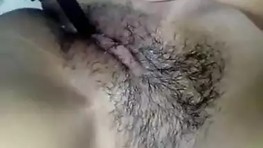 Slim village girl masturbate with brush