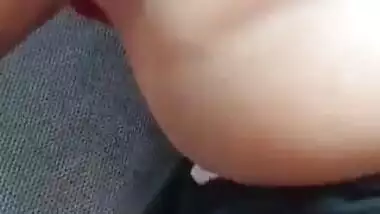 Desi girl show her big boob on car with her lover outdoor