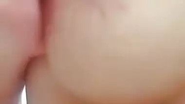 Desi girl has porn fun squeezing natural boobs in front of camera