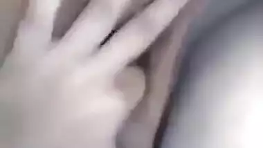 Horny Girl Showing Huge Tits and Fingering